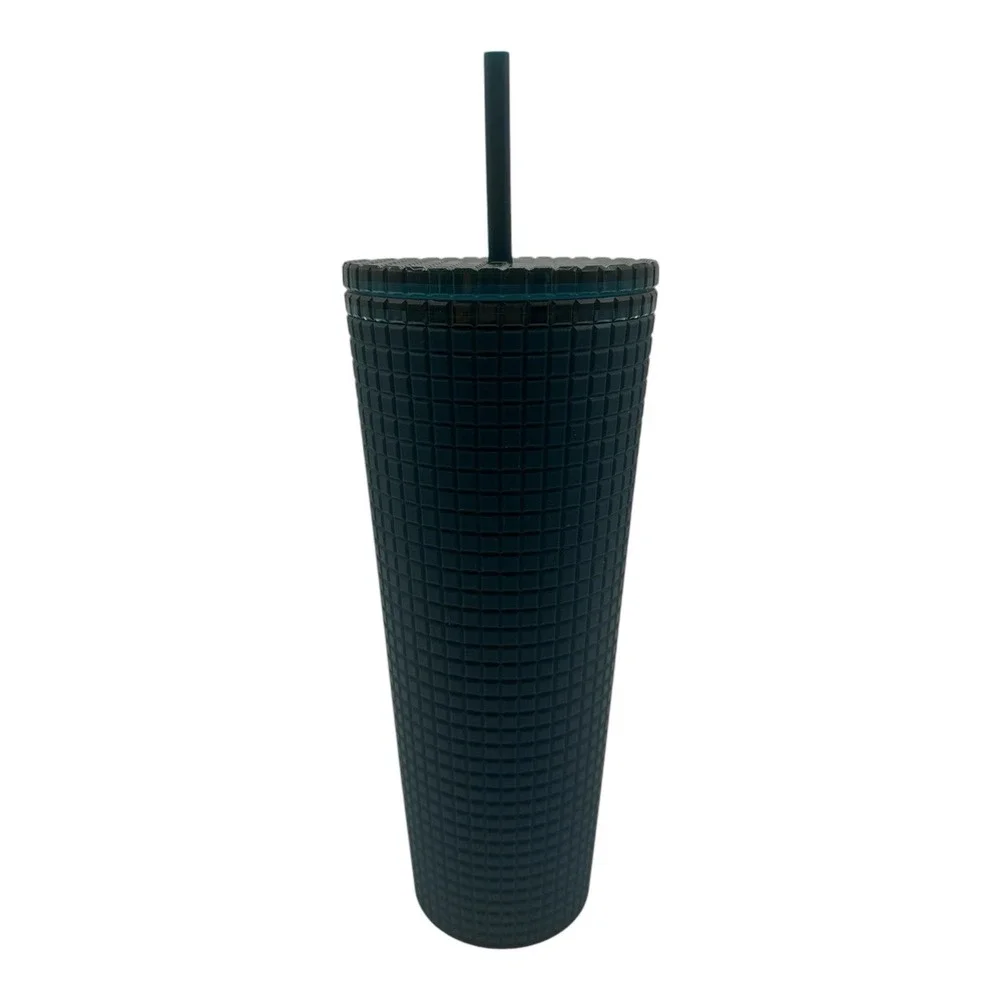 Starbucks Navy‎ Blue Soft Touch Grid Tumbler Cold Cup Venti 24 oz Logo 2023